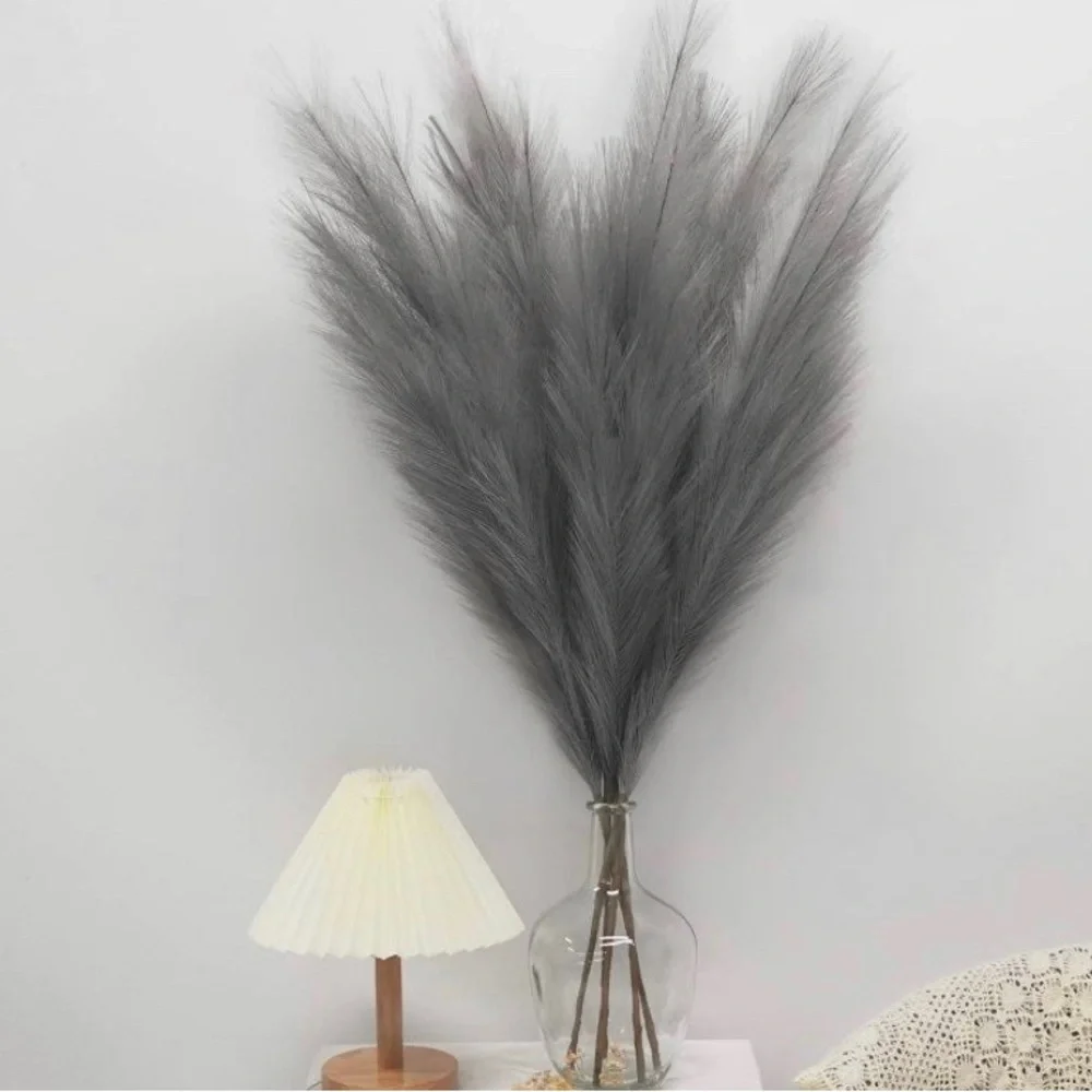 10 Pack Bundle | Gray ADJUSTABLE Artificial Large Faux PAMPAS GRASS 43” /110cm